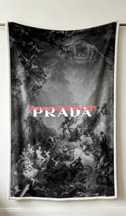 Prada Monochrome Vintage Art Print Flannel Throw Blanket IMG_2772